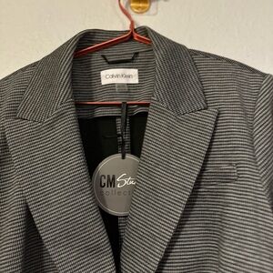 Calvin Klein Black and White Checkered Blazer